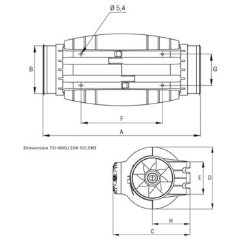 Ventilador de tubo insonorizado de S&P TD-1000/200 Silent 3-Velocidades