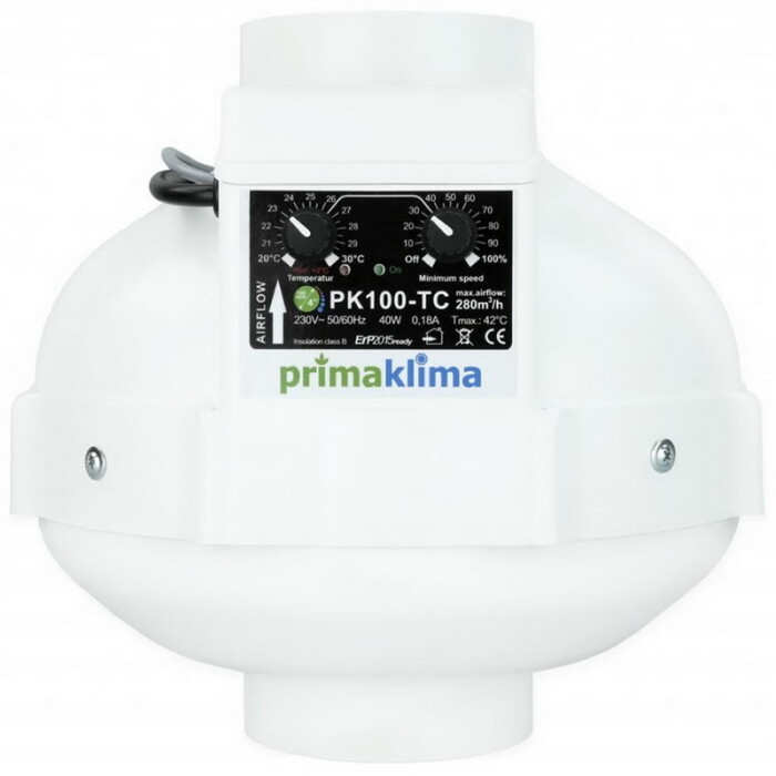 Extractor tubular PrimaKlima PK100-TC 280m³/h controlador climático